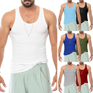 เสื้อกล้ามผู้ชายสีทึบยืดได้เสื้อกล้ามเล่นกีฬาเพาะกายกล้ามเนื้อยิมฟิตเนสวิ่งออกกำลังกาย - Product Image 4