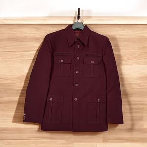 Gran oferta, traje de Safari marrón ajustado para hombre de calidad superior, bolsillos plisados con solapa frontal para bodas africanas diseñadas en la India - Product Image 3