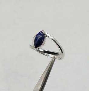 925 plata esterlina sólida mes de septiembre piedra natal lapislázuli con ajuste de bisel forma de marquesa anillo de ojo - Product Image 2