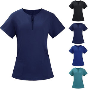 Blouses d'hôpital personnalisées OEM en gros pour femmes, en coton léger, polyester et élasthanne, sans coutures, pour infirmières - Product Image 5