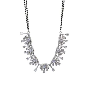 Women's Party Wear Silver Cubic Zirconia <b>Crystal</b> Necklace - Product Image 2