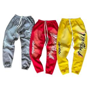 Pantalon de survêtement en coton polaire unisexe de haute qualité style personnalisé décontracté hiver pour hommes et femmes grande taille respirant devant plat - Product Image 1