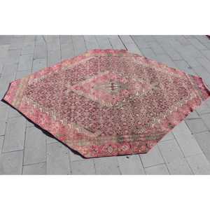 พรมวินเทจขนาด 5.6x8.1 ฟุต พรมตุรกีขนาดใหญ่ พรมลายจุดสีน้ำตาลแดง - Product Image 4