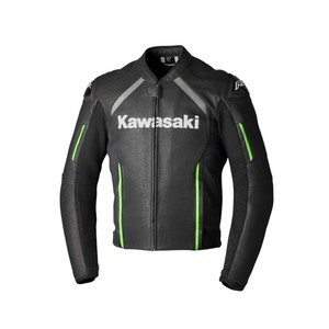 Blouson en cuir pour moto Kawasaki Rimini II pour homme, noir et vert, combinaison de course d'été - Product Image 1