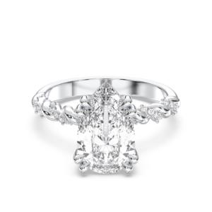 Poire et taille ronde 3.30 carats E-F/VVS Moissanite Diamond Solitaire Ring en argent sterling pour elle - Product Image 2