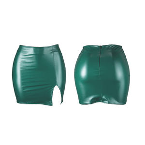กระโปรงแฟชั่นผู้หญิงสุดฮิต กระโปรงหนัง PU เซ็กซี่ แต่งผ้าแบบ Patchwork กระโปรงสั้นสำหรับสาวๆ สไตล์คลับแวร์ - Product Image 6