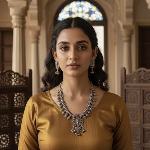 Collar con Incrustaciones de Piedras Kolhapuri, Coleccionable Cultural de Historias Tribales, Joyería Tradicional India Elegante - Product Image 1