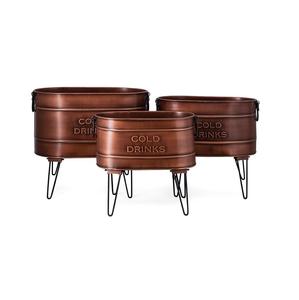 Venta caliente botella de vino de cobre enfriador cubo de hielo con asa para fiestas y celebraciones de bodas enfriador de vino de Metal - Product Image 3