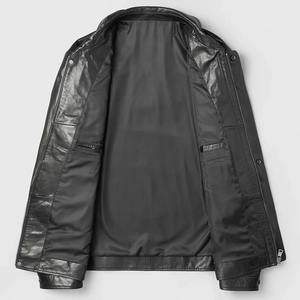 Veste en cuir d'agneau véritable pour homme, hiver, noire, décontractée, streetwear, imperméable, respirante, écologique - Product Image 3