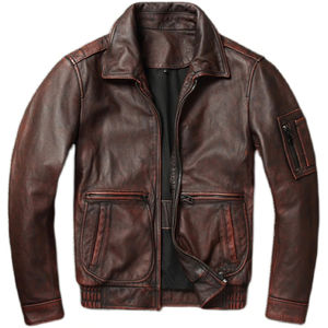 Veste en cuir véritable de style motard classique pour homme, taille plus, coupe-vent, respirante, écologique, fermeture éclair pour le printemps, l'automne et l'hiver - Product Image 1