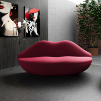 Nouveau design de salle d'attente de salon de beauté et de coiffure canapé de réception fauteuil d'attente canapé 3 places en forme de lèvre