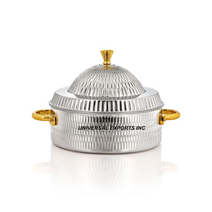 Gold Finished Stainless Steel Hotpot Excellent Quality Handmade Casserole Best Quality Luxury New Metal <b>Food</b> <b>Warmer</b> - Product Image 6