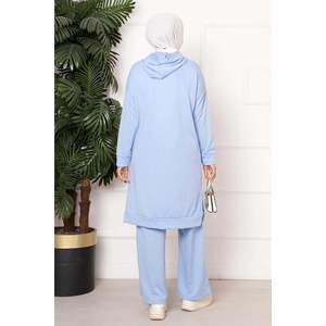 ชุดวอร์มผ้าสองชั้นมีฮู้ดลายตราสัญลักษณ์ สีน้ำเงิน - Product Image 1