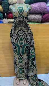 Ropa Africana Kanga Ecológica para Mujer de Talla Grande de Awais House, Ligera, de Poliéster, con Patrón Sólido, Bordado, Pedrería y Encaje - Product Image 3