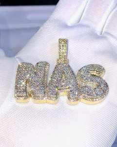 Moissanite VVS Colgante de diamante de corte redondo Chapado en oro helado Estilo Hip Hop Colgantes Encantos Plata de Ley 925 - Product Image 5