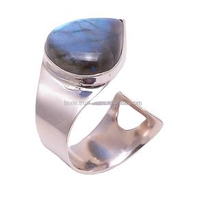 Venta al por mayor 925 Anillos de piedras preciosas de plata Joyería labradorita natural hecha a mano Proveedores de joyería de plata India - Product Image 1