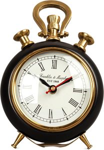 4 inch Đồng hồ quay số ticking đen vàng bảng đồng hồ với đứng cho bàn và kệ mộc mạc trang trại phong cách <span class=keywords><strong>mantel</strong></span> timepiece - Product Image 6