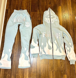 Ensemble de survêtements délavés 400 Gsm, survêtements vintage personnalisés, survêtements à jambes évasées, survêtements délavés à l'acide, ensemble de survêtements et de sweat-shirts pour hommes - Product Image 4
