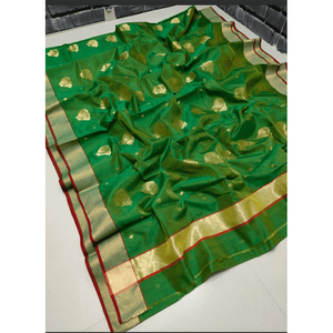 Sari en soie vert émeraude - Product Image 3