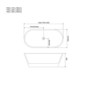 Baignoire ovale en acrylique ANITA 150 CM - Product Image 5