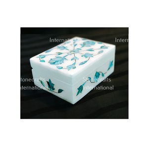 Joyero de mármol internacional Stonecrafts de alta demanda, diseño de trabajo de fregona, fácil acceso, 10x7,5 cm, personalizable para suministro mundial - Product Image 1