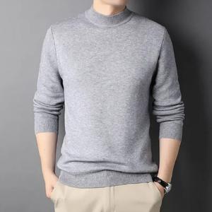 Nouveau pull en cachemire à col roulé mi-haut pour homme, coupe ajustée, sweat-shirt pour jeunes, tricot uni, pull pour l'automne, motif uni - Product Image 5