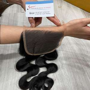 Top Trending Genius Weft Raw Vietnamita Trama de cabello humano para cierre de encaje suizo Natural ondulado 6x6 Paquetes de color de firma - Product Image 6