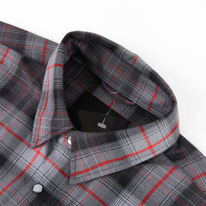 Camisas de Franela Casuales de Invierno para Hombre, de Alta Calidad, Manga Larga, 100% Algodón Teñido en Hilo, Tejido de Punto, Cuello Alto, Transpirable, Venta al por Mayor - Product Image 1