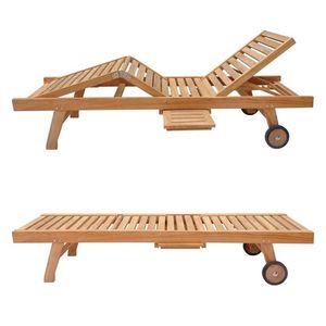 Tumbona de madera de teca para jardín, patio, hoteles, playas, parques para relajación al aire libre - Product Image 1