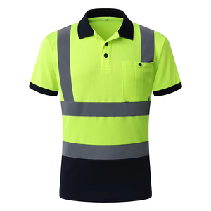 Polo de poliéster reflectante naranja azul marino ignífugo, ropa de trabajo de alta visibilidad, ropa de seguridad de manga corta Industrial - Product Image 3