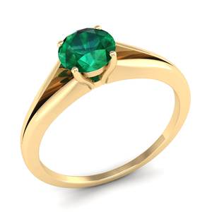 Anillos Solitarios de Oro Sólido de 14K con Esmeralda Redonda de 0.84 Quilates de REYES Luxury para Mujer, Joyería Fina Hecha a Mano con Piedra de Nacimiento - Product Image 2