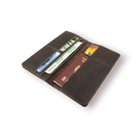 Portefeuille familial ALBORZ PP02 en cuir véritable fait main, personnalisé, avec protection RFID, fermeture ouverte, court, unisexe, pour passeport