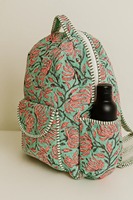 Sac à dos matelassé tactique artisanal Le Souvenirs à motif floral vert, capacité 10 kg, léger, design unisexe de luxe, fermeture éclair organique