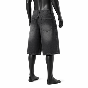 <b>Men</b>’s Washed Black <b>Denim</b> Jorts Baggy Shorts Loose Fit Knee Length Streetwear Vintage Jean Shorts OEM Wholesale - Product Image 5