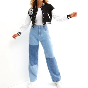 Vestes Letterman Crop personnalisées pour femmes avec doublure en nylon Design respirant-Vente en gros - Product Image 1
