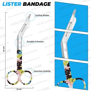 Tijeras de vendaje Vaslcare para vendaje médico, mango estampado de camuflaje, cuchillas afiladas de punta roma, acero inoxidable para tijeras de vendaje - Product Image 3