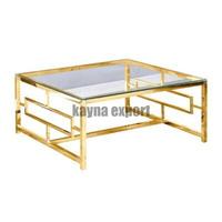 Nouvelle table basse moderne en acier inoxydable avec plateau en verre, meubles de salon, finition dorée de qualité supérieure, facile à nettoyer