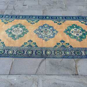 Alfombra de 4.1x11.5 pies, Alfombra Turca Vintage, Alfombra de Lana Azul - Product Image 4