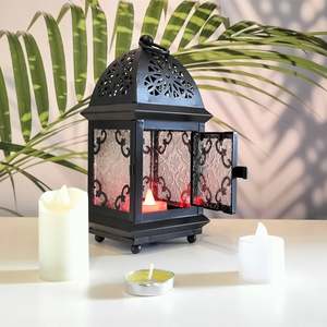 Luxurious Moroccan Design Candle <b>Lantern</b> Metal Black Finished <b>Lantern</b> Candle Light Holder <b>Lamp</b> for Home Accent at Lowest Price - Product Image 5
