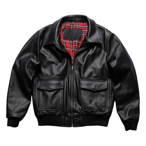 Chaqueta de Piloto de Cuero de Alta Calidad para Hombre, Estilo Vintage, Lisa, Nueva, Personalizada OEM, Chaqueta de Béisbol de Cuero Vacuno - Product Image 1
