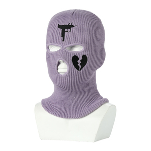 Custom Design Embroidery Logo Balaclava <b>Motorcycle</b> 3 Hole Full Face Knit SkiMask - Product Image 6