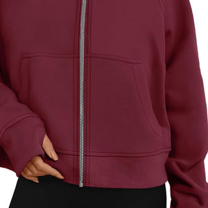 Personnalisable Vêtements pour Femmes Zipper Hoodies Coton Polaire Surdimensionné À Manches Longues Contraste Zip Solide Couleur Femmes Hoodies Street Style - Product Image 6