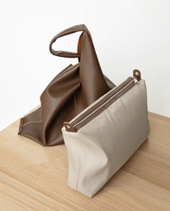 Genuine Soft Full Grain Leather Hobo Shoulder Bag Open Closure Smooth Tote <b>Large</b> Capacity <b>Purse</b> with Removable Insert LHB-0003B - Product Image 3