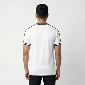 T-shirt à manches courtes col rond en coton/fibre de bambou de haute qualité pour homme 300 g/m² Logo OEM Uni Blanc - Product Image 3