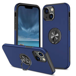 เคส iPhone 14 6.1 นิ้ว iPhone 13 6.1 นิ้ว ใช้ได้กับ iPhone 16E/17E ลายเพ้นท์สีน้ำมัน พร้อมขาตั้งแม่เหล็กแบบแบน สีฟ้า - Product Image 1