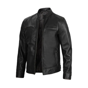 Blousons bombardiers d'hiver pour hommes Blouson en cuir noir avec broderie en PU Service OEM Taille XS - Product Image 1