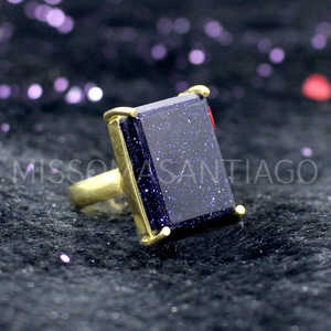 แหวนพลอยทานตะวันสีน้ำเงินใส่ได้ทั้งชายและหญิงเครื่องประดับชุบทองดีไซน์แหวนหินธรรมชาติสำหรับผู้ชาย - Product Image 4