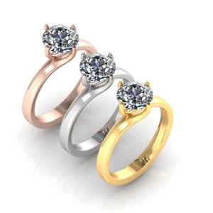 925 plata esterlina redonda Moissanite piedra preciosa mujeres compromiso sola piedra banda boda Moissanite anillo para mujer - Product Image 4