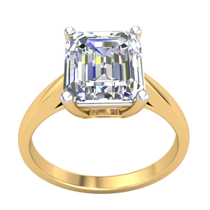 แหวนดีไซน์คลาสสิกหรูหรา9K สีเหลืองและสีขาวทองสำหรับผู้หญิงพร้อม3.02Cts คมชัดในห้องปฏิบัติการที่ปลูกด้วยเพชรทรงกลมตัดอย่างยอดเยี่ยม - Product Image 1