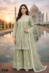 Top de Alta Costura con Bordado Intenso y Pantalones Palazzo con Dupatta - Product Image 6